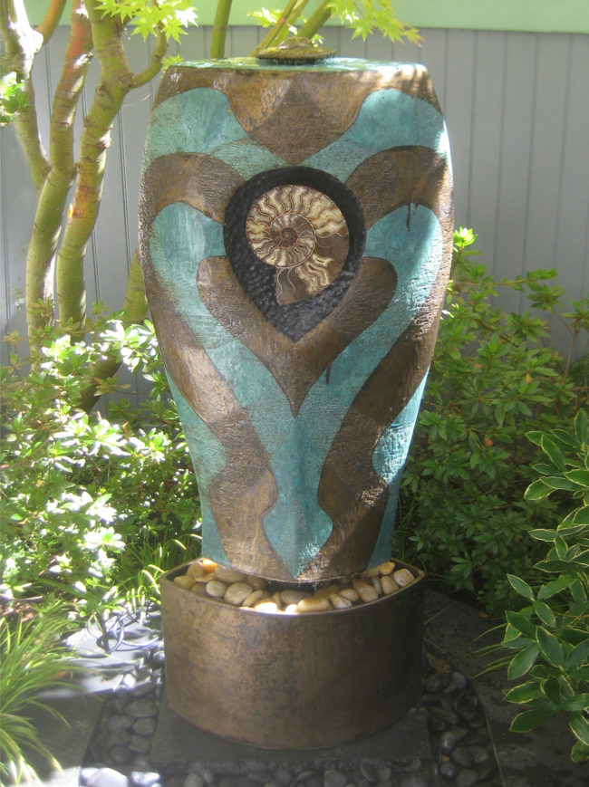 Winged Heart Fluid Grace Grn Brnz DamienJonesArt Water Features